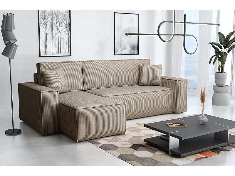 Canapé d’angle DENIS L avec fonction lit 135x200 Poso 2