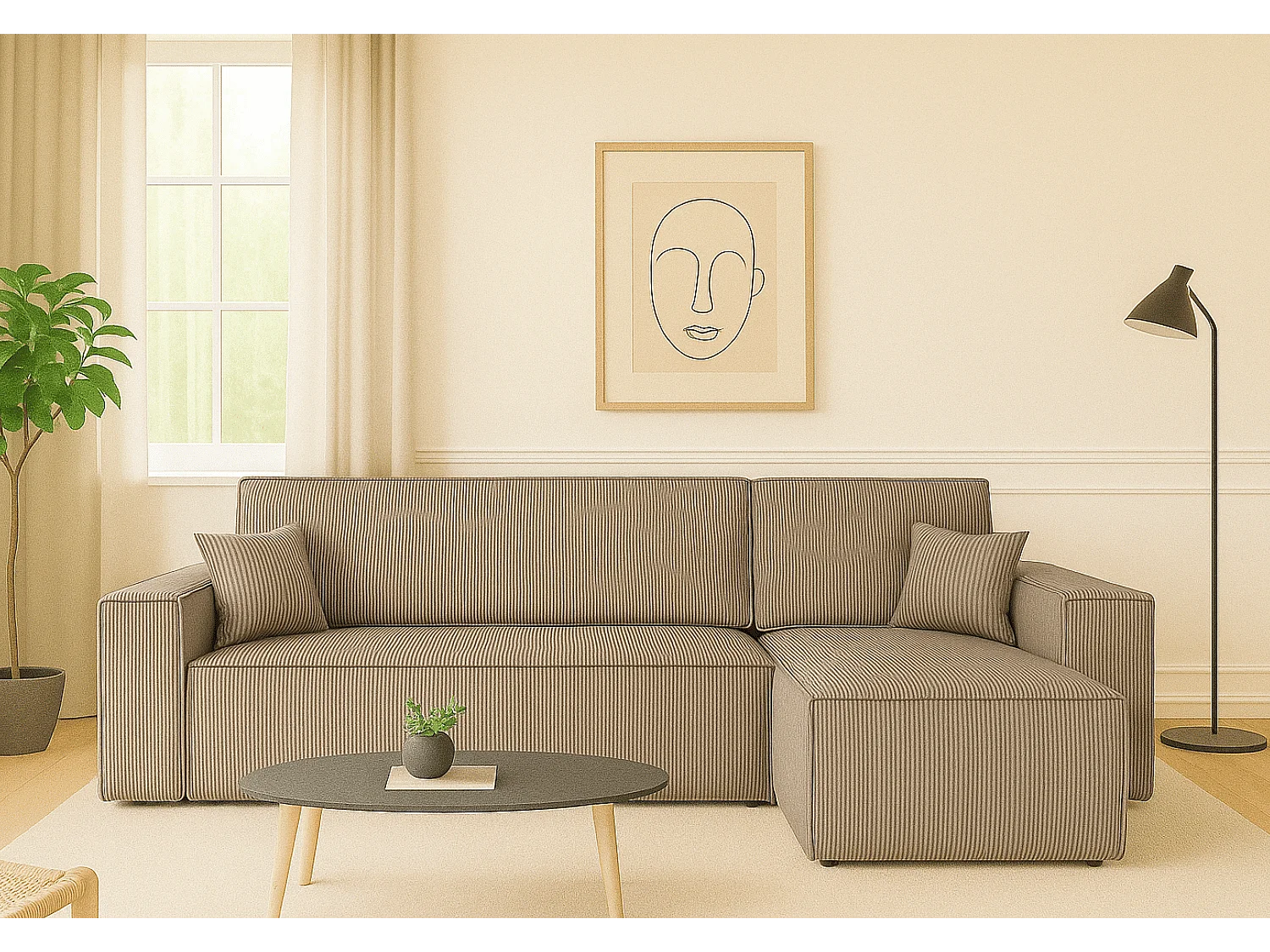 Canapé d’angle DENIS L avec fonction lit 135x200 Poso 2