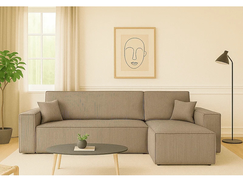 Canapé d’angle DENIS L avec fonction lit 135x200 Poso 2