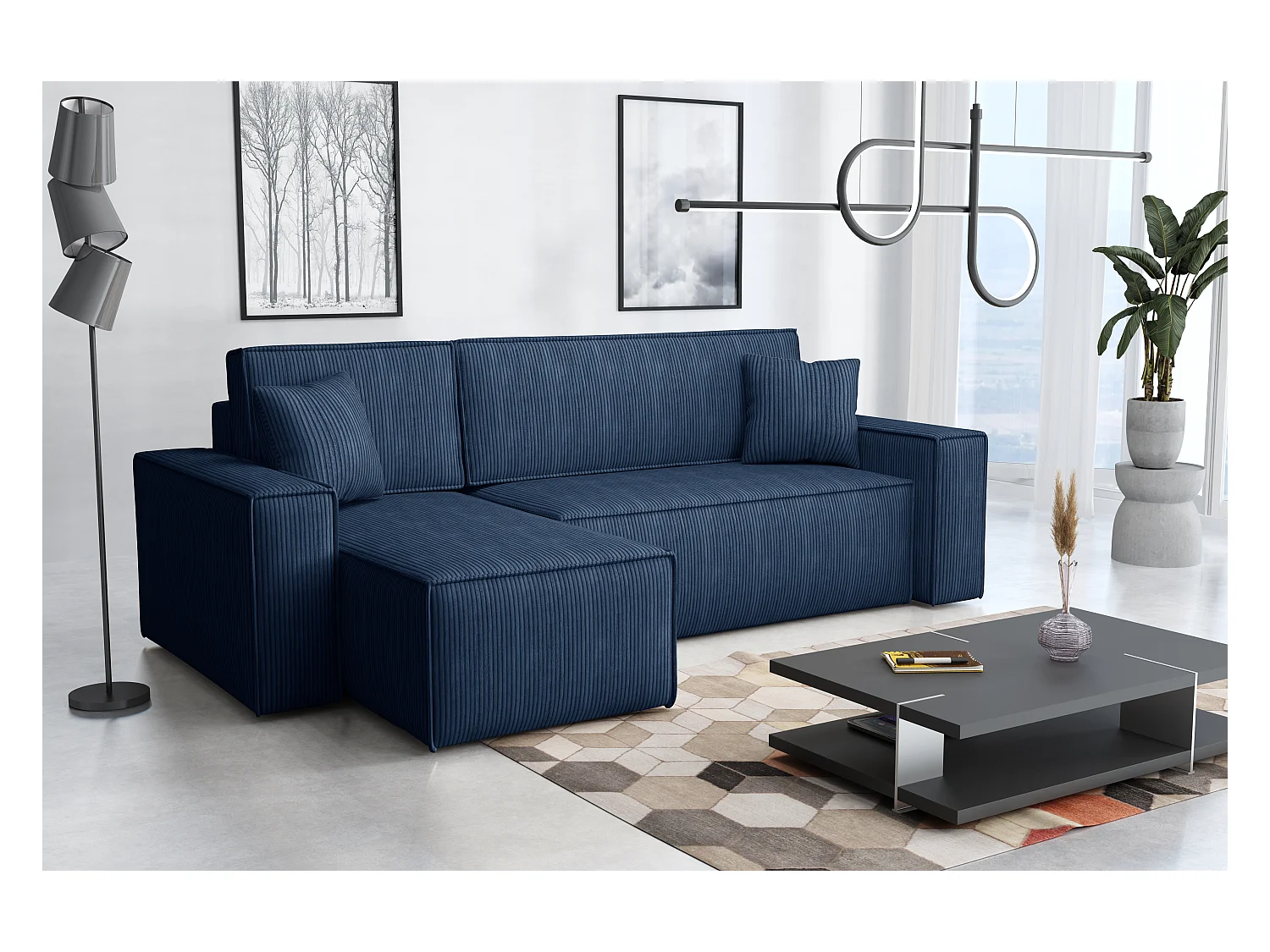 Canapé d’angle DENIS L avec fonction lit 135x200 Poso 5