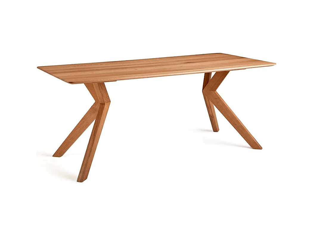 Holztisch Massiv aus Wildeiche modernem Vierfußgestell