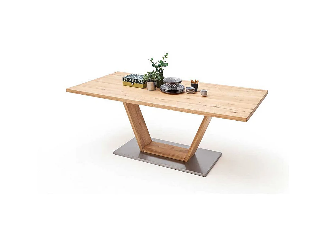 Tisch aus Balkeneiche V-Säule