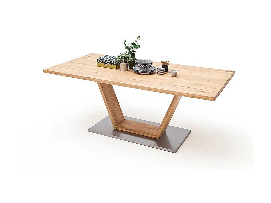 Tisch aus Balkeneiche V-Säule