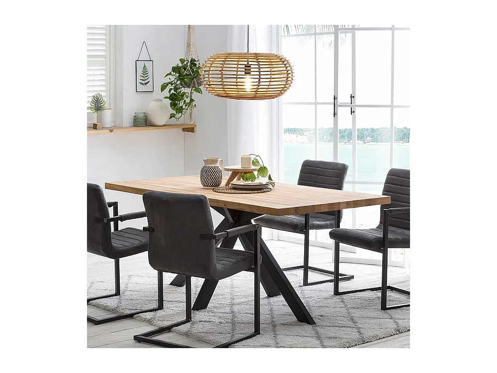 Küchentisch aus Eiche Massivholz und Metall modern