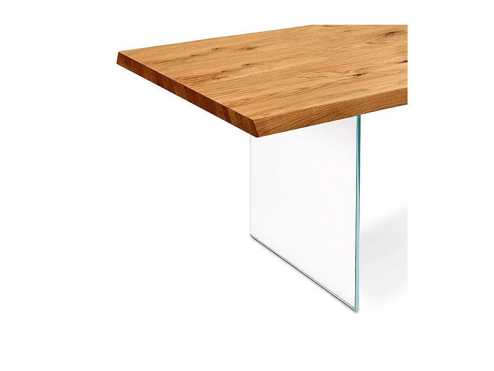 Tisch mit Glaswangen Baumkante