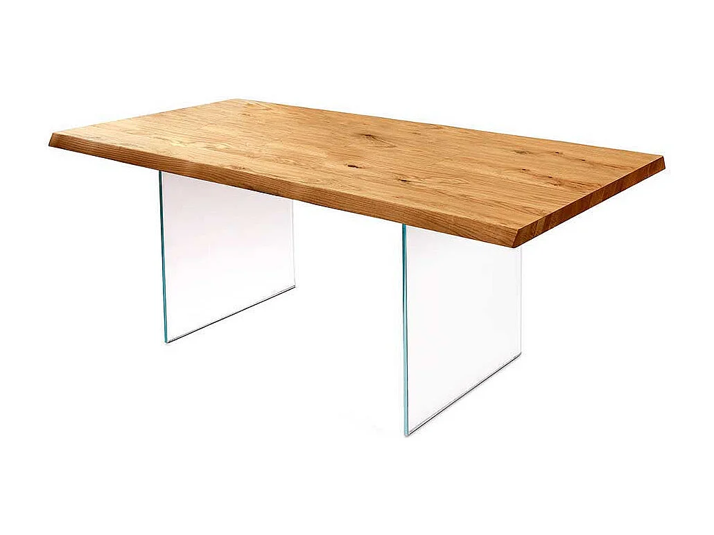 Tisch mit Glaswangen Baumkante