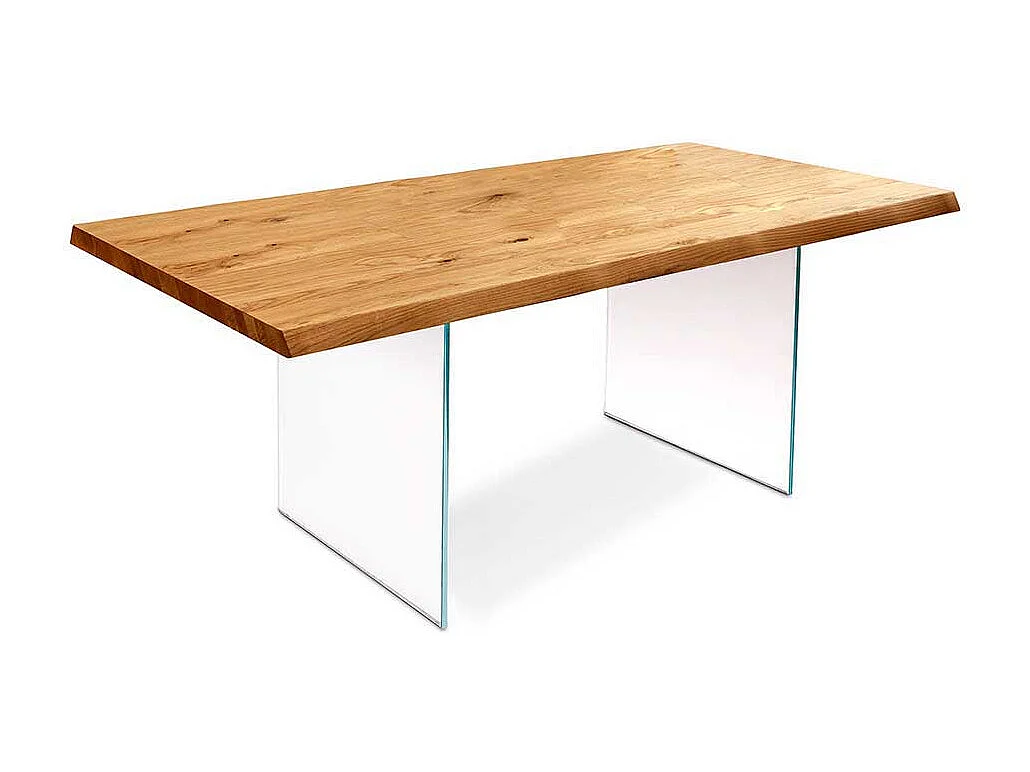 Tisch mit Glaswangen Baumkante