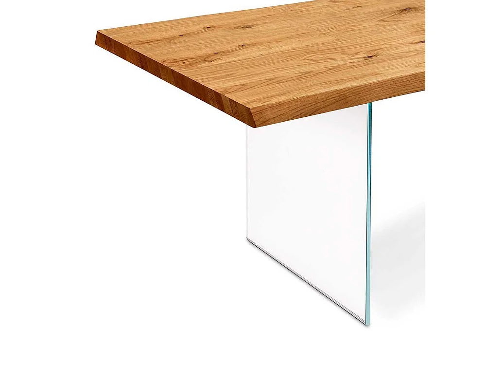 Tisch mit Glaswangen Baumkante