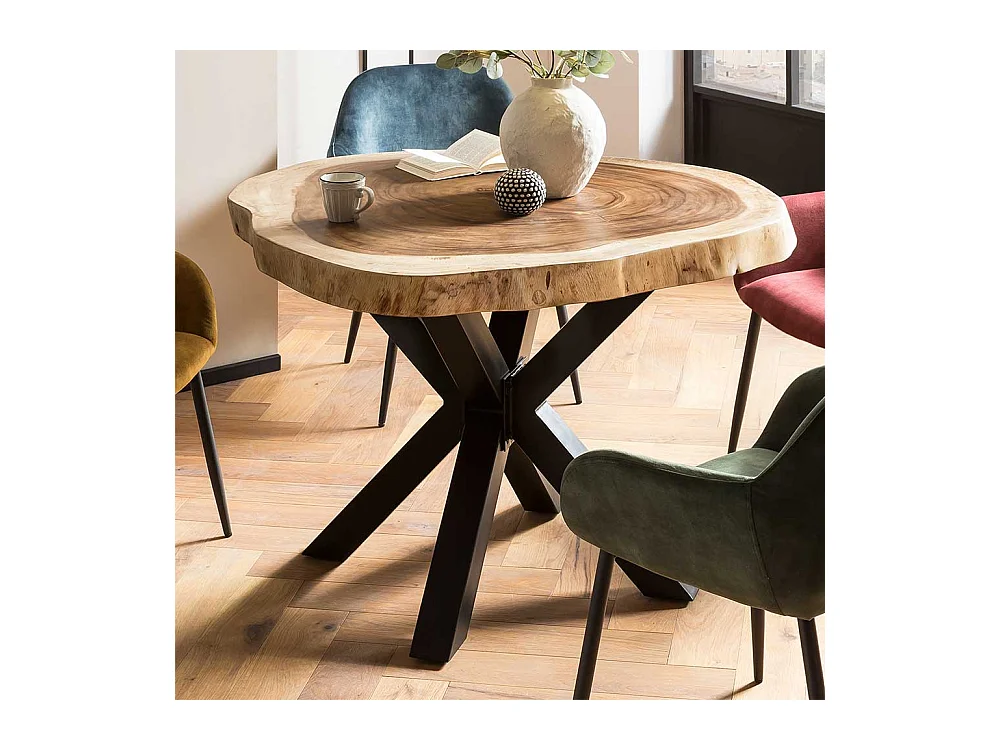 Massivholztisch Tisch Massivholz im Industry und Loft Stil mit Spider Gestell