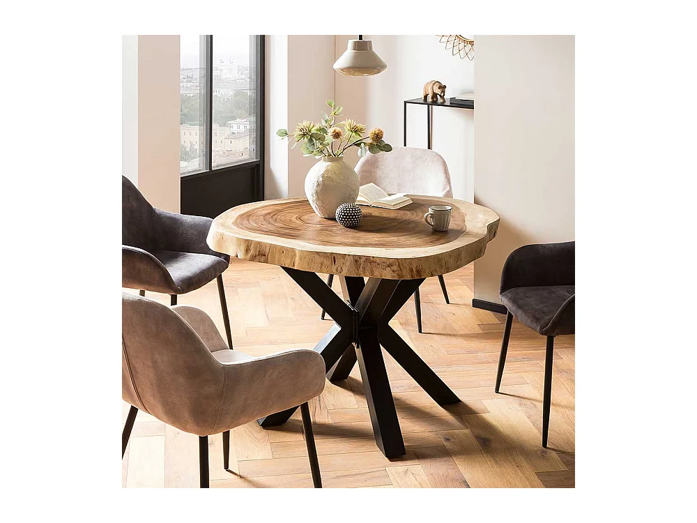 Massivholztisch Tisch Massivholz im Industry und Loft Stil mit Spider Gestell