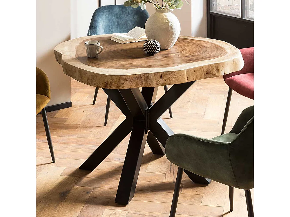 Massivholztisch Tisch Massivholz im Industry und Loft Stil mit Spider Gestell