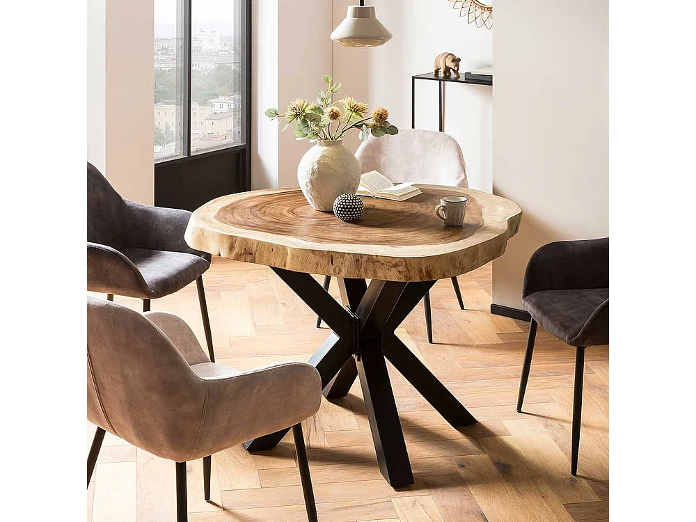 Massivholztisch Tisch Massivholz im Industry und Loft Stil mit Spider Gestell