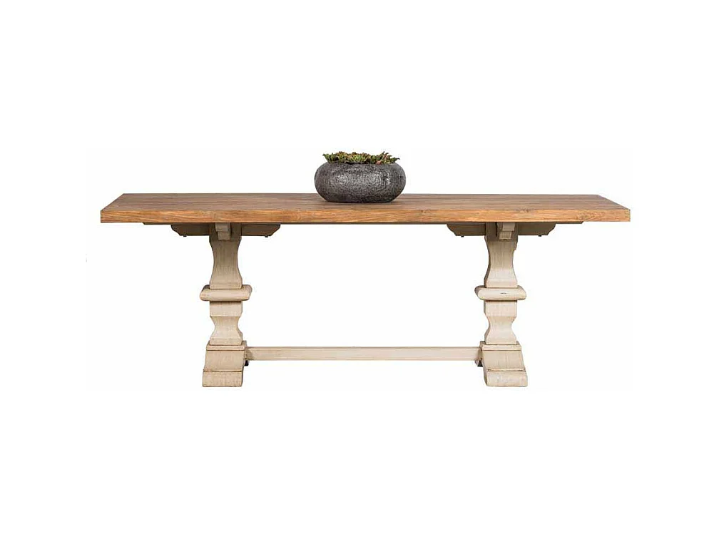 Esszimmertisch in Creme Weiß Teakholz furniert