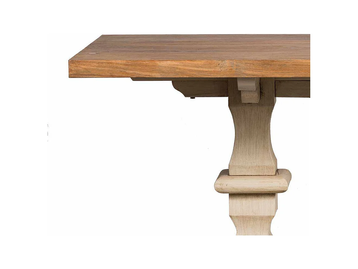 Esszimmertisch in Creme Weiß Teakholz furniert