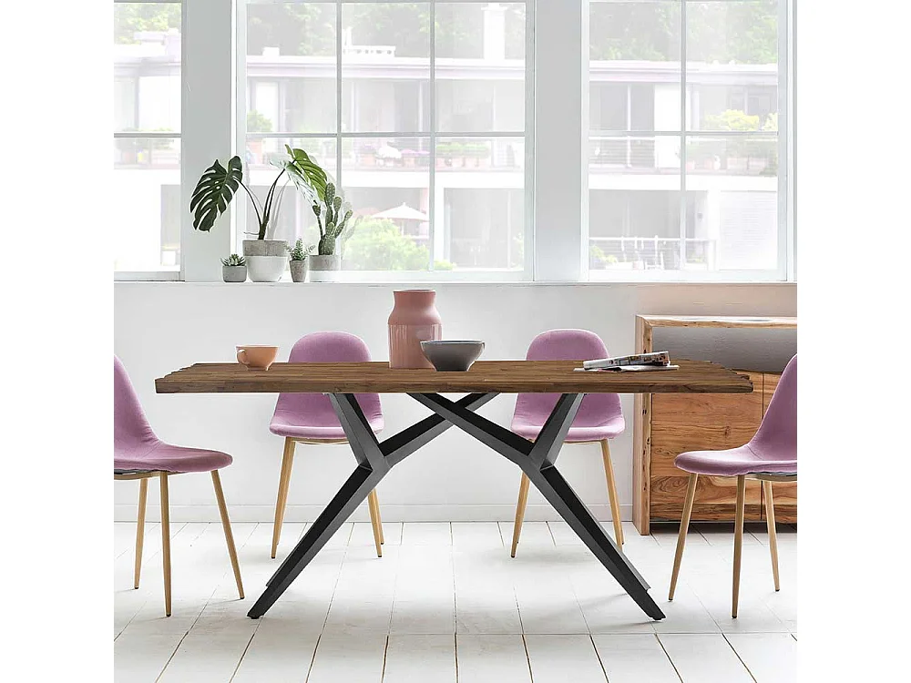 Designeresstisch aus Recyclingholz und Metall Industry und Loft Stil