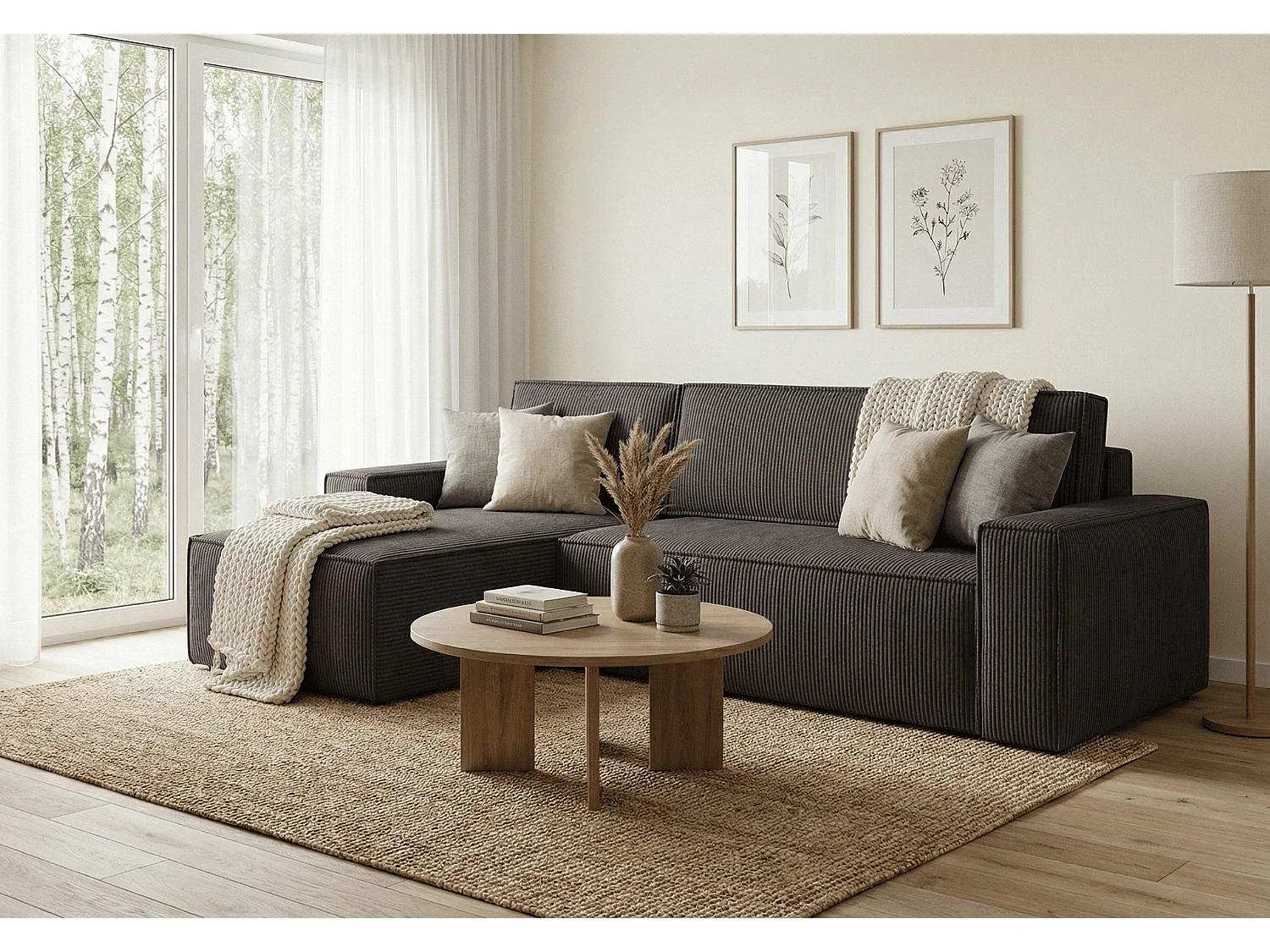 Canapé d’angle DENIS L avec fonction lit 135x200 Poso 22