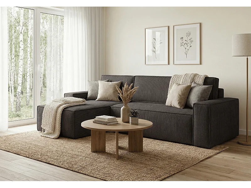 Canapé d’angle DENIS L avec fonction lit 135x200 Poso 22