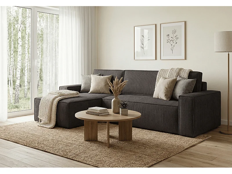 Canapé d’angle DENIS L avec fonction lit 135x200 Poso 22