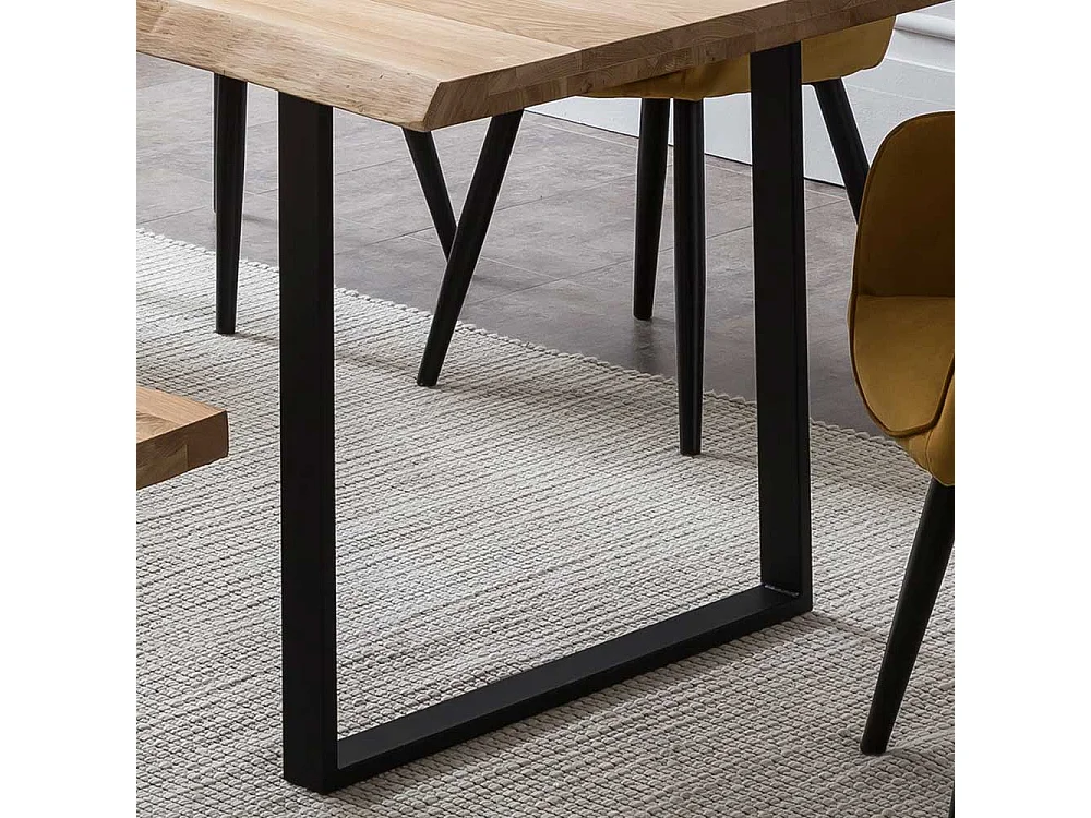 Massivholzesstisch aus Eiche und Metall Bügelgestell