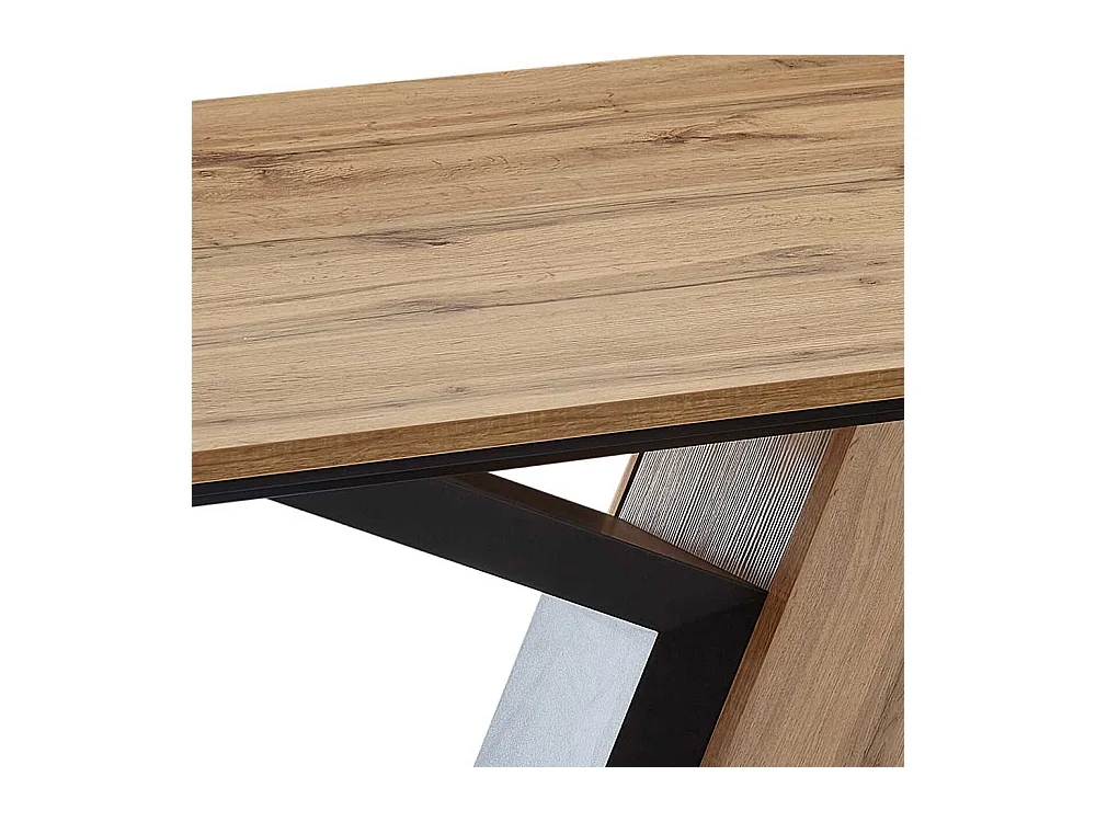 Moderner Esszimmer Tisch in Wildeichefarben Säulengestell