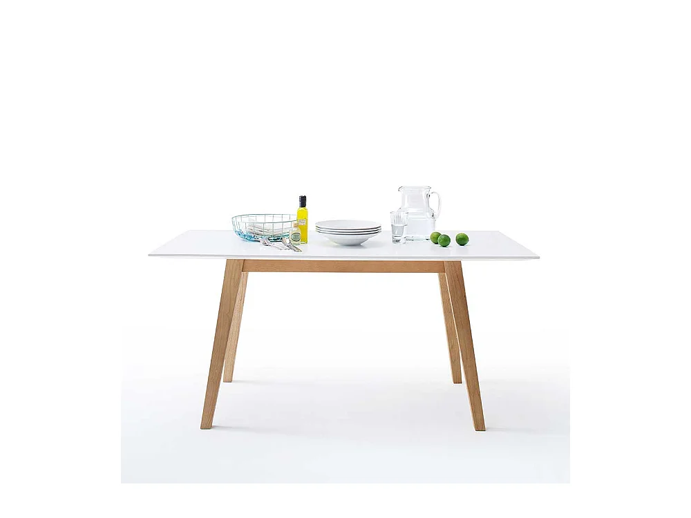 Küchentisch im Retro Design Weiß Eiche