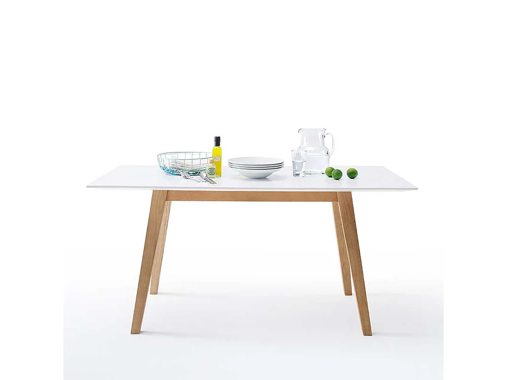 Küchentisch im Retro Design Weiß Eiche