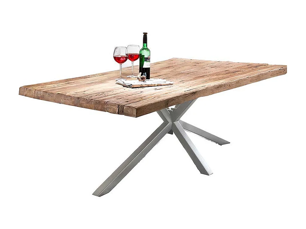 Küchentisch rustikal aus Teak Recyclingholz Metall