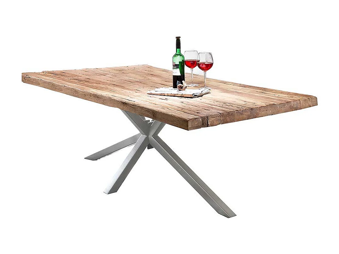 Küchentisch rustikal aus Teak Recyclingholz Metall