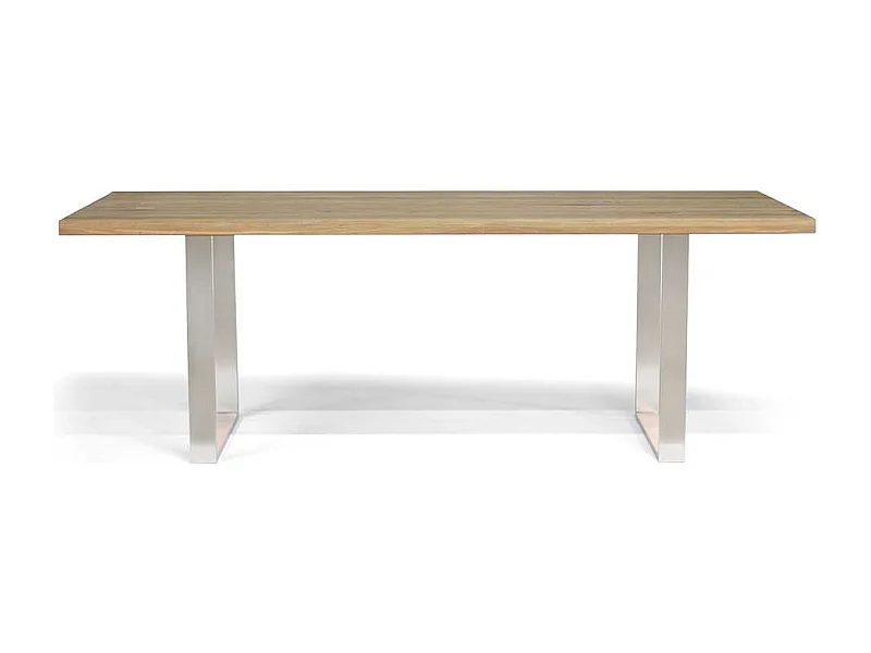 Esszimmertisch aus Eiche Massivholz und Edelstahl handgearbeitet