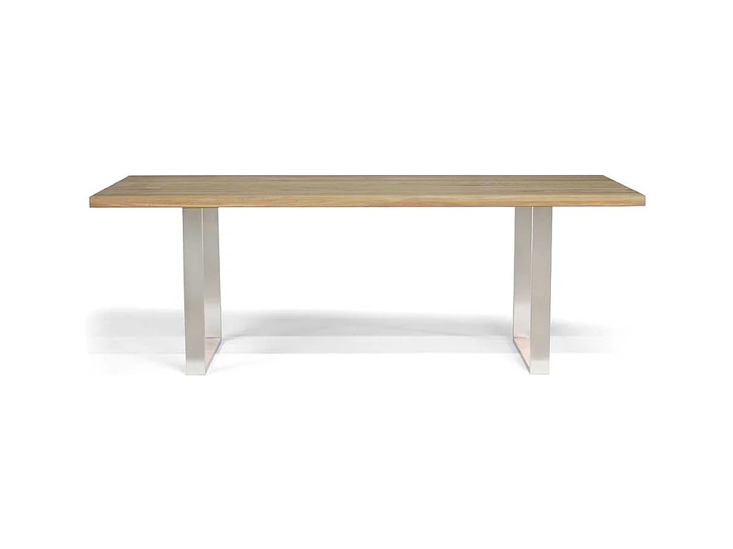 Esszimmertisch aus Eiche Massivholz und Edelstahl handgearbeitet