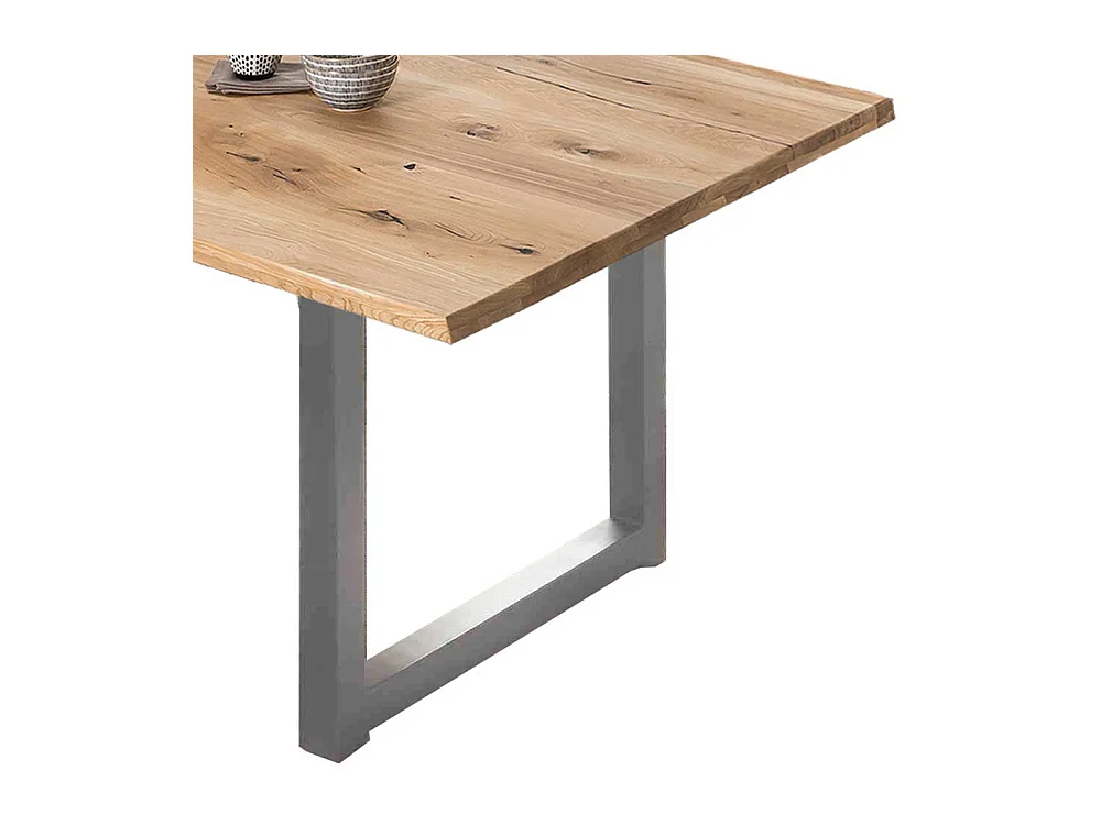 Esszimmer Tisch in Wildeiche und Altsilberfarben Bügelgestell