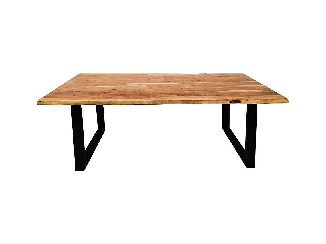 Echtholztisch Baumkante aus Akazie Massivholz Metall