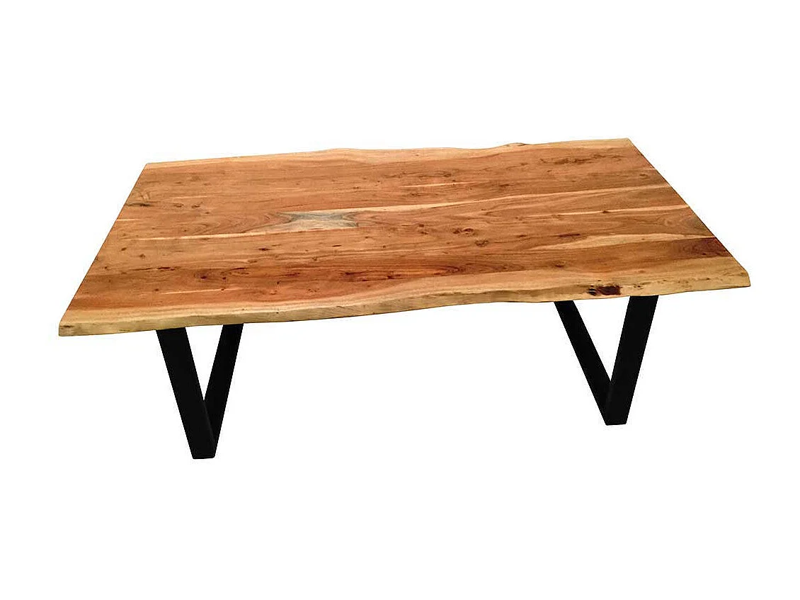 Echtholztisch Baumkante aus Akazie Massivholz Metall