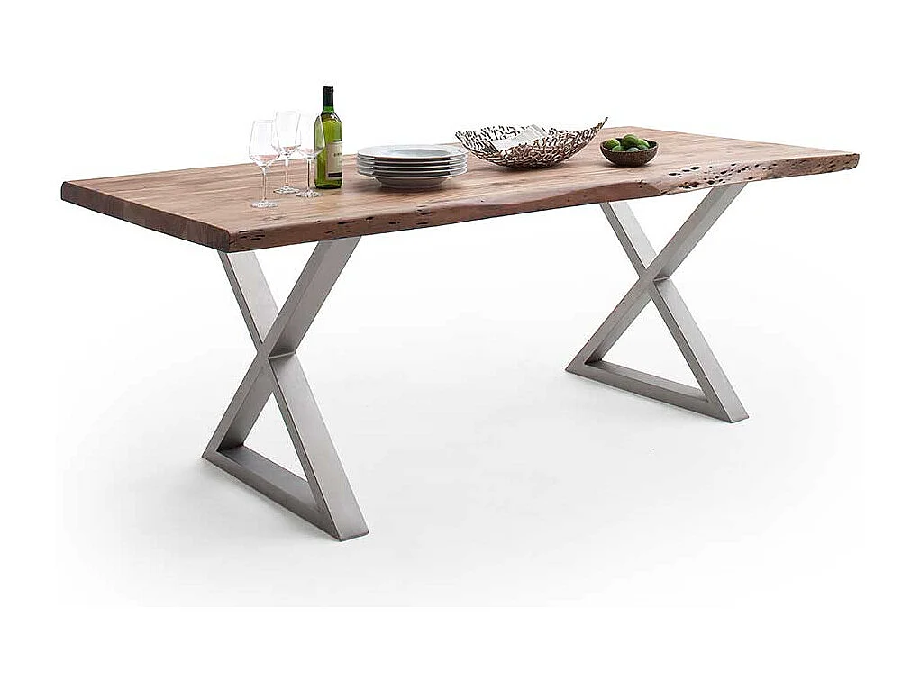 Esstisch Holztisch aus Akazie Massivholz mit X Gestell
