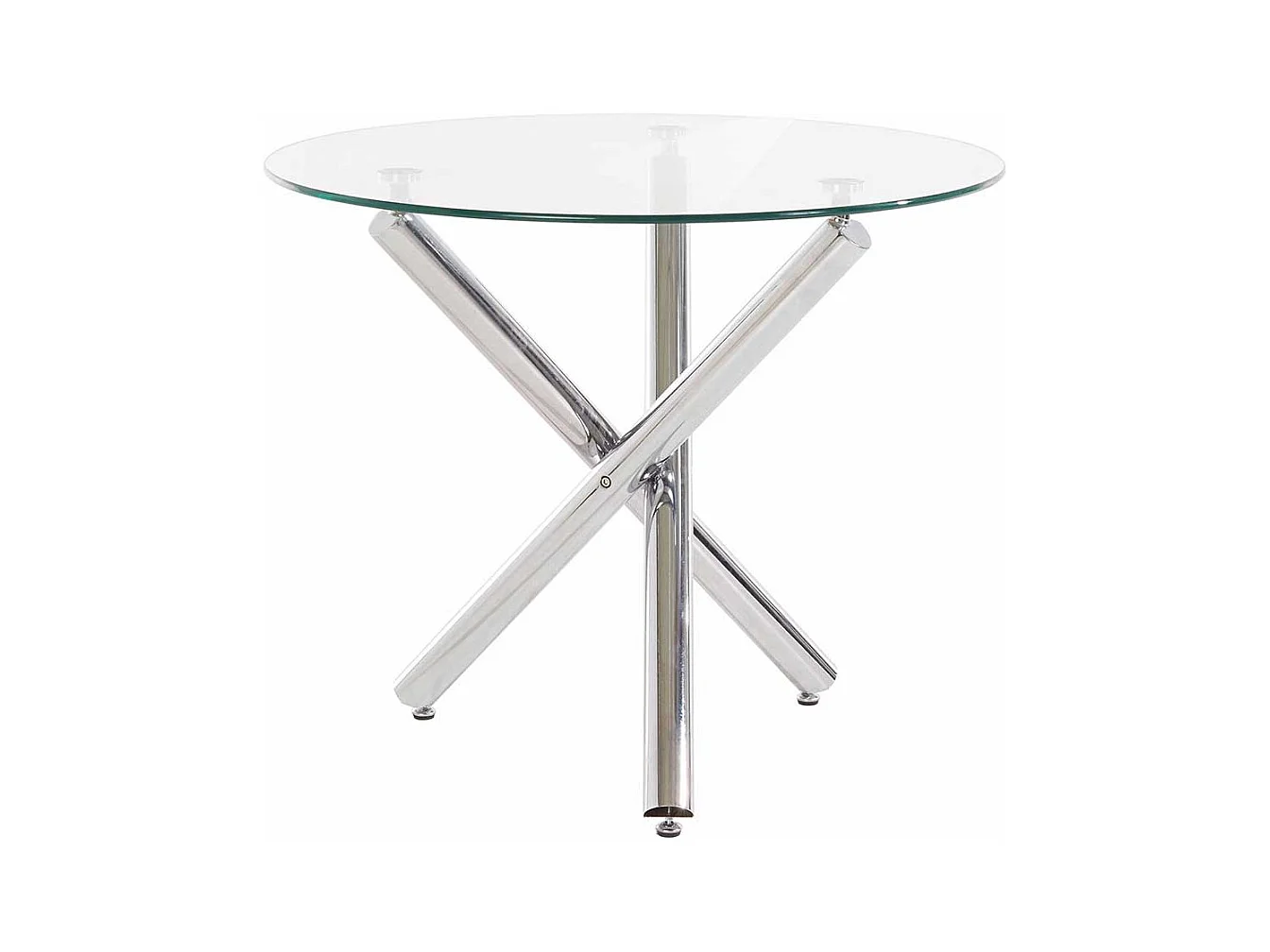 Runder Esstisch mit Klarglasplatte Mikado Fußgestell