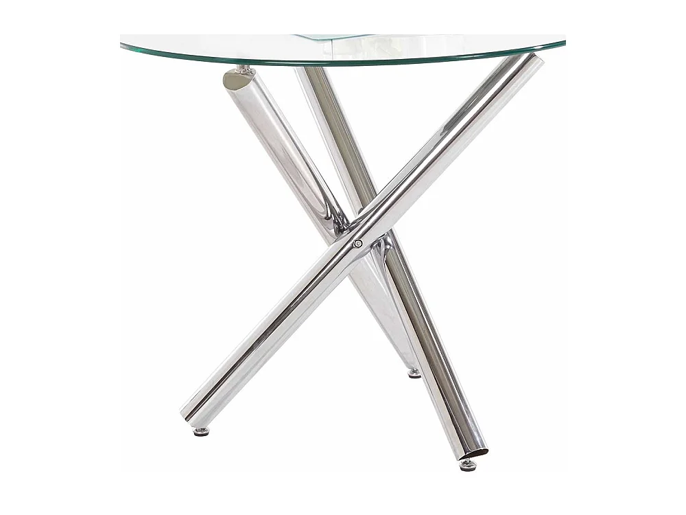 Runder Esstisch mit Klarglasplatte Mikado Fußgestell