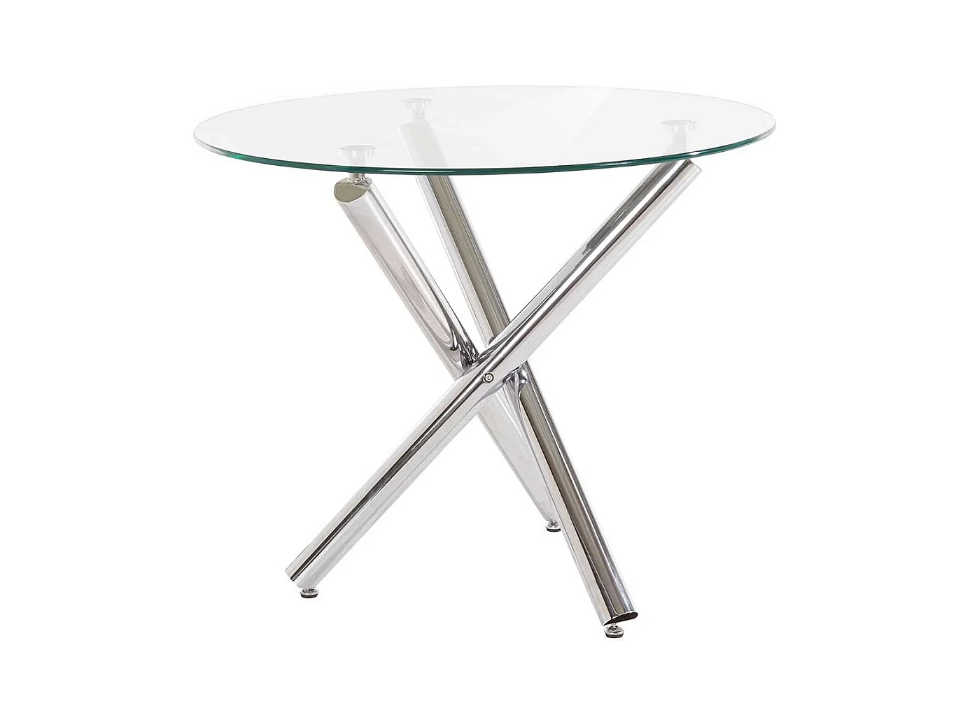 Runder Esstisch mit Klarglasplatte Mikado Fußgestell