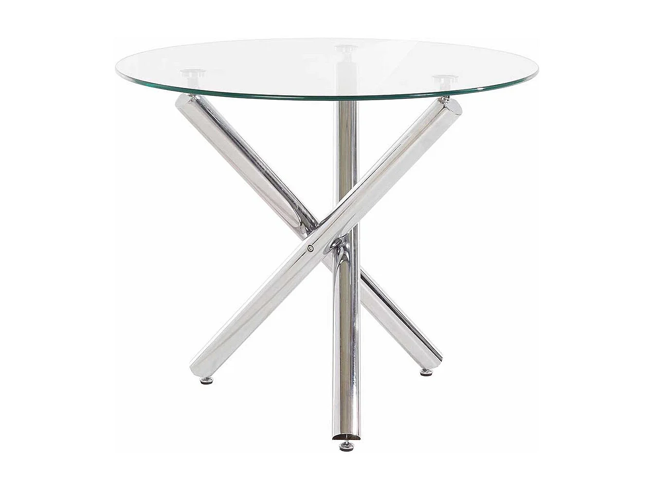 Runder Esstisch mit Klarglasplatte Mikado Fußgestell