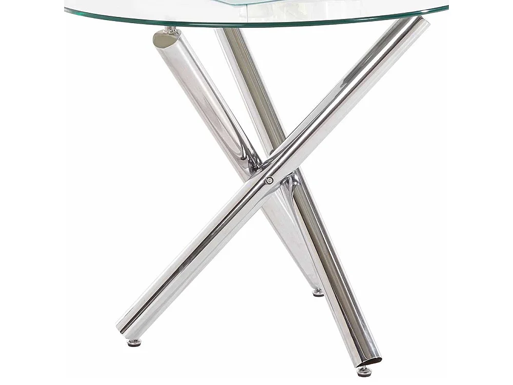 Runder Esstisch mit Klarglasplatte Mikado Fußgestell