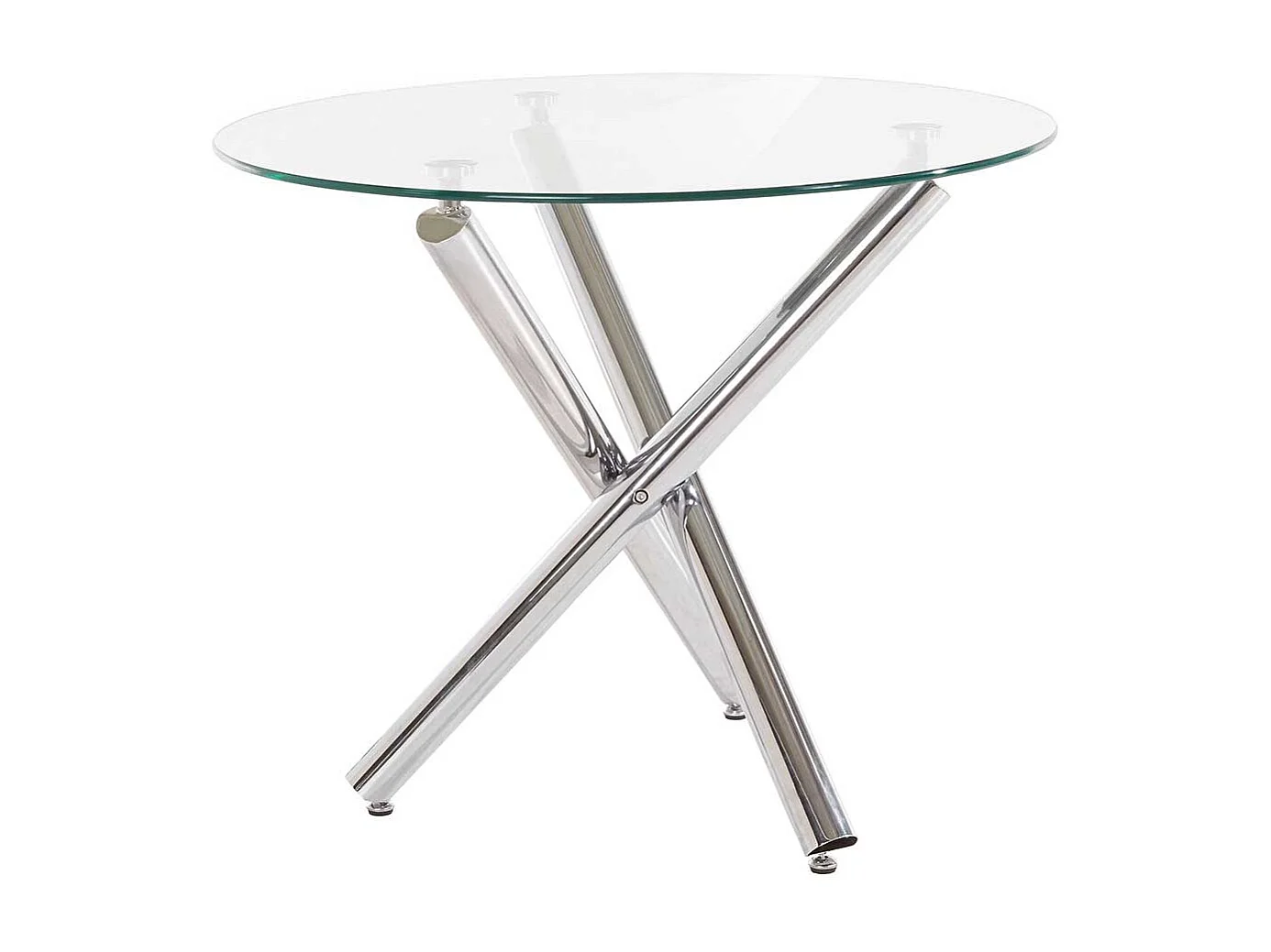 Runder Esstisch mit Klarglasplatte Mikado Fußgestell