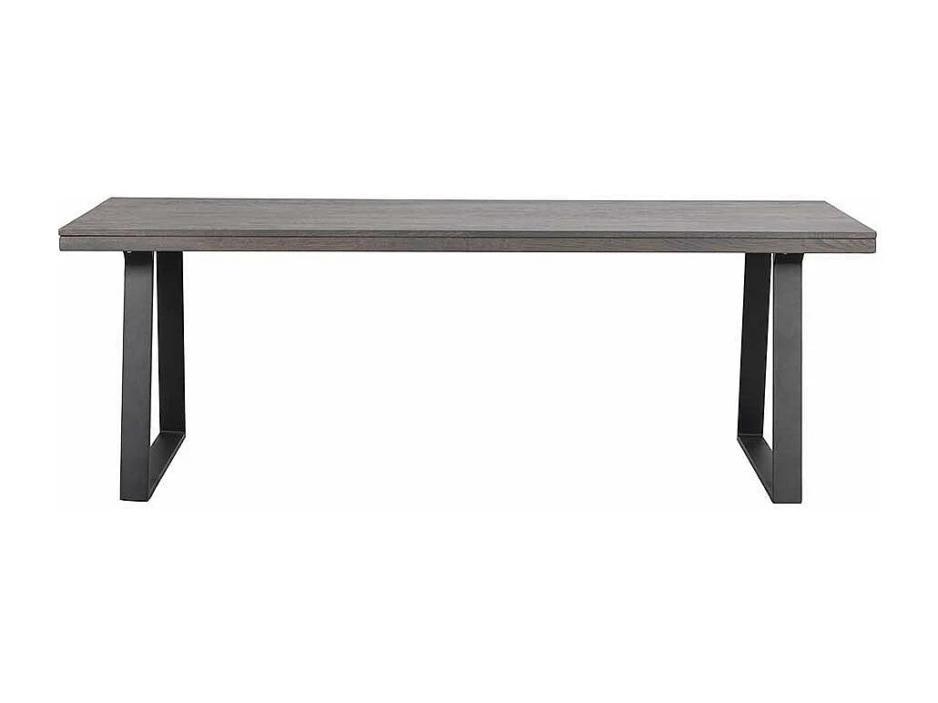 Tisch Massivholz in Eiche Rauchfarben Metall Bügelgestell