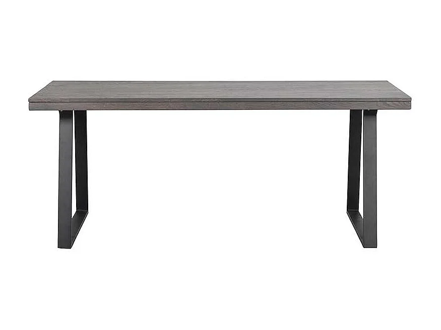 Tisch Massivholz in Eiche Rauchfarben Metall Bügelgestell