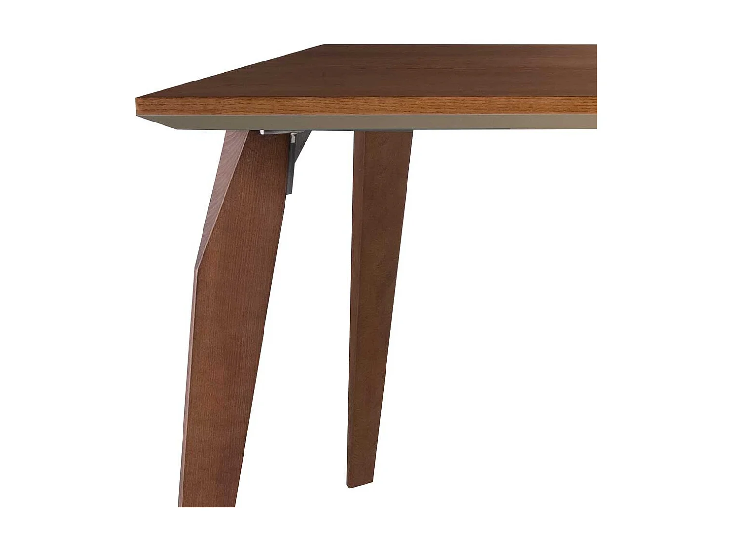 Esszimmertisch in Nussbaumfarben Kante Nickelfarben