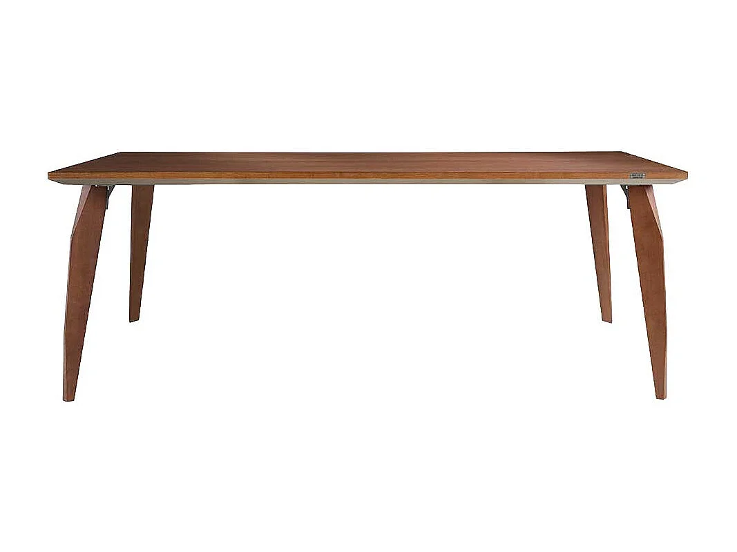 Esszimmertisch in Nussbaumfarben Kante Nickelfarben