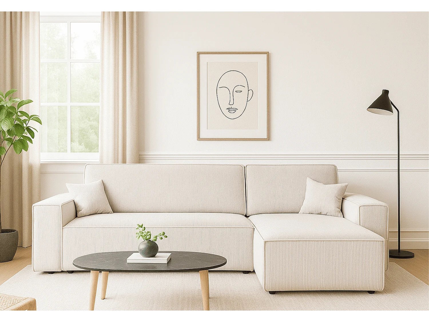 Canapé d’angle DENIS L avec fonction lit 135x200 Poso 100