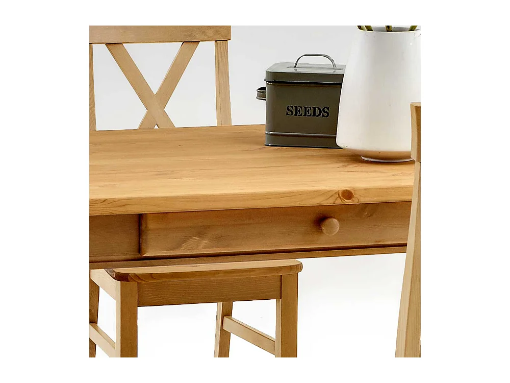 Landhaus Esstisch aus Kiefer Massivholz Ansteckplatten