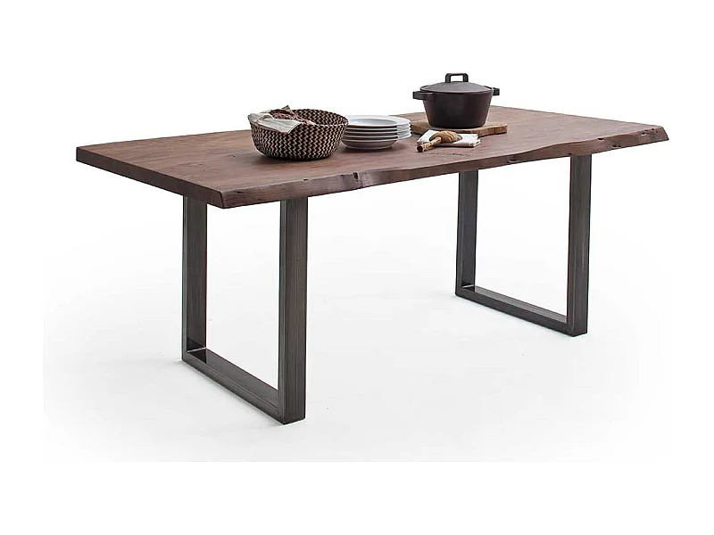 Esstisch Holztisch aus Akazie Massivholz mit Bügelgestell