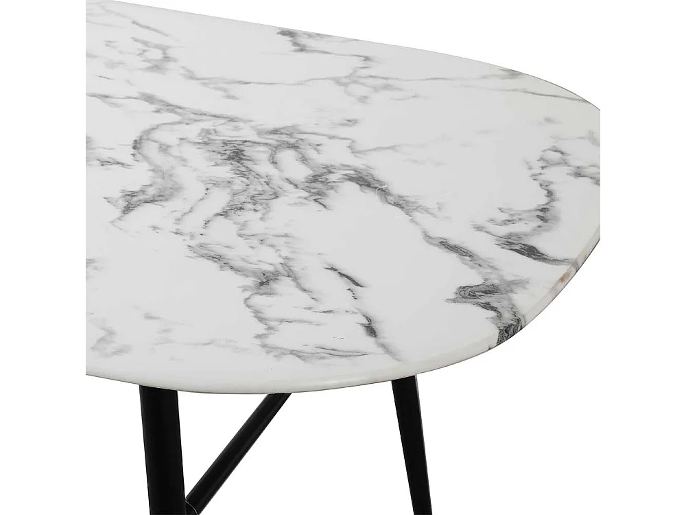 Retro Esszimmertisch Marmoroptik Glasplatte Metallgestell