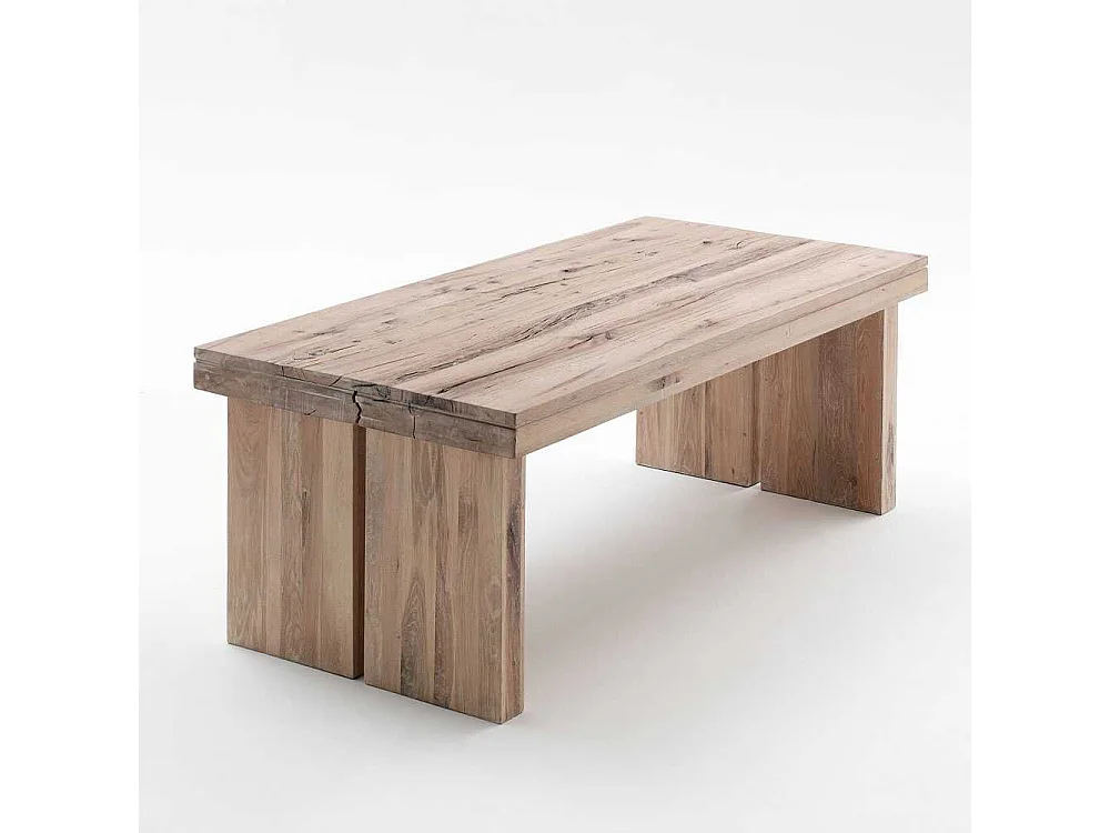 Massivholztisch in Eichefarben gekälkt Rustikal