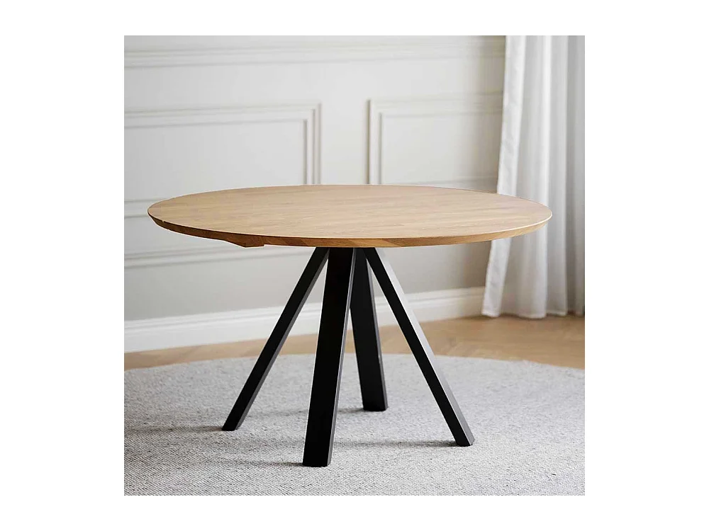 Runder Esstisch in Eichefarben und Schwarz 130 cm breit